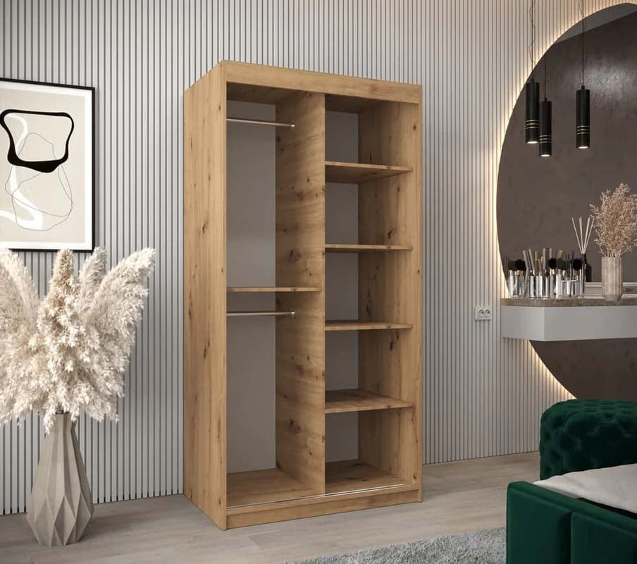 Harrogate Rustic Oak Sliding Door Wardrobe 100cm