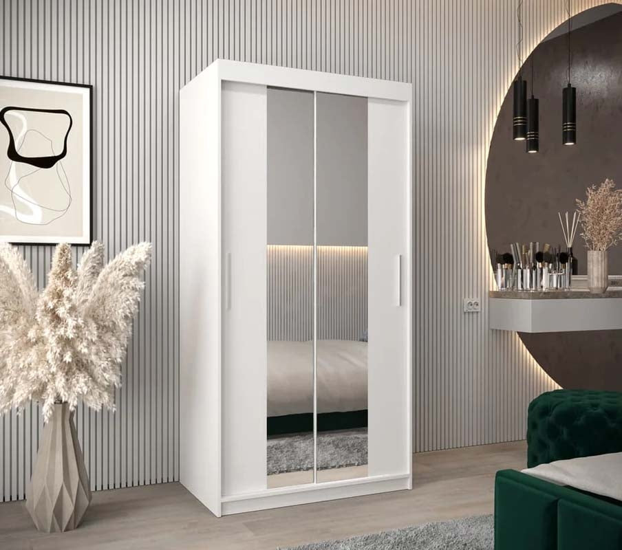 Ripon White Sliding Door Wardrobe 100cm
