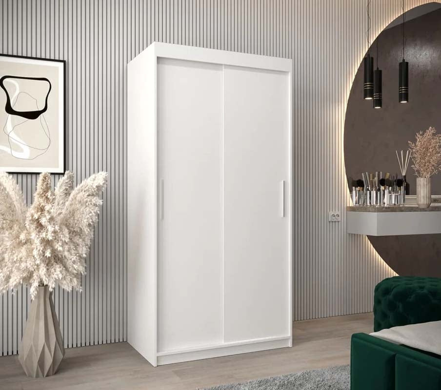 Harrogate White Sliding Door Wardrobe 100cm