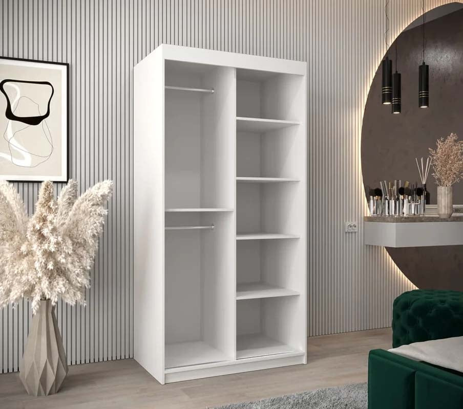 Ripon White Sliding Door Wardrobe 100cm