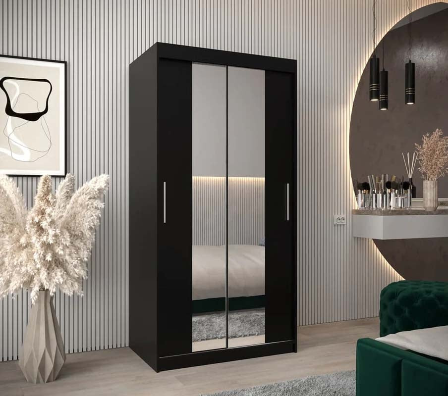 Ripon Black Sliding Door Wardrobe 100cm