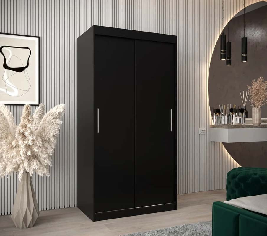 Harrogate Black Sliding Door Wardrobe 100cm