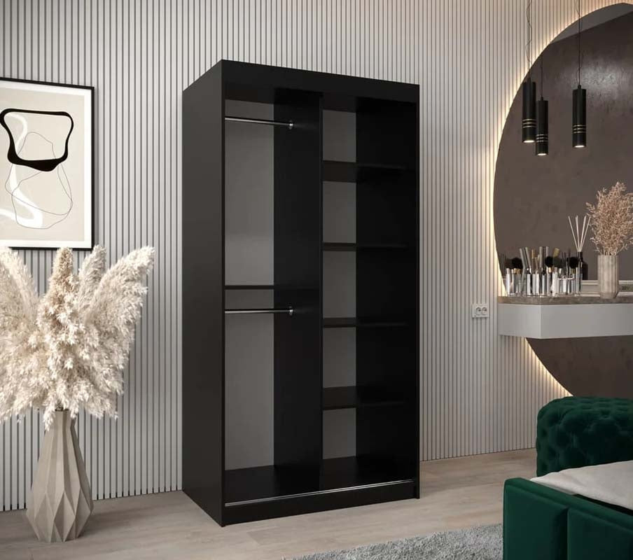 Harrogate Black Sliding Door Wardrobe 100cm