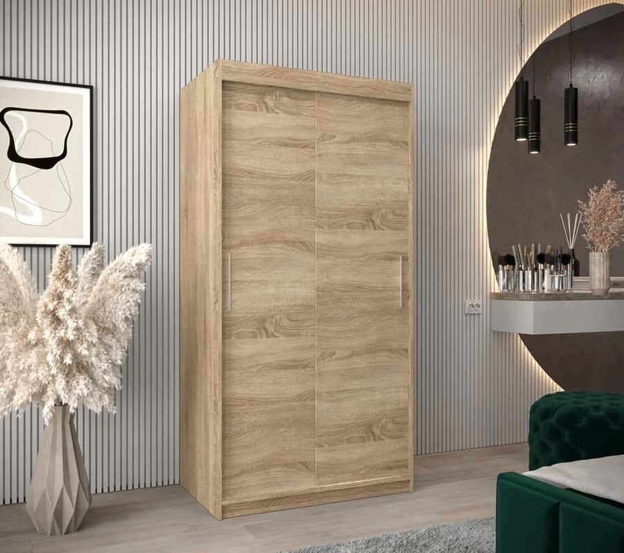 Harrogate Light Oak Sliding Door Wardrobe 100cm
