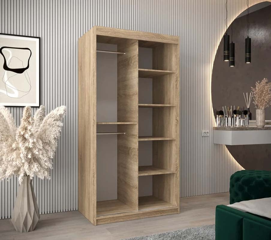 Harrogate Light Oak Sliding Door Wardrobe 100cm