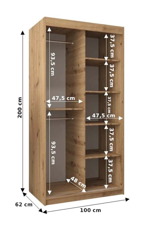 Ripon White Sliding Door Wardrobe 100cm