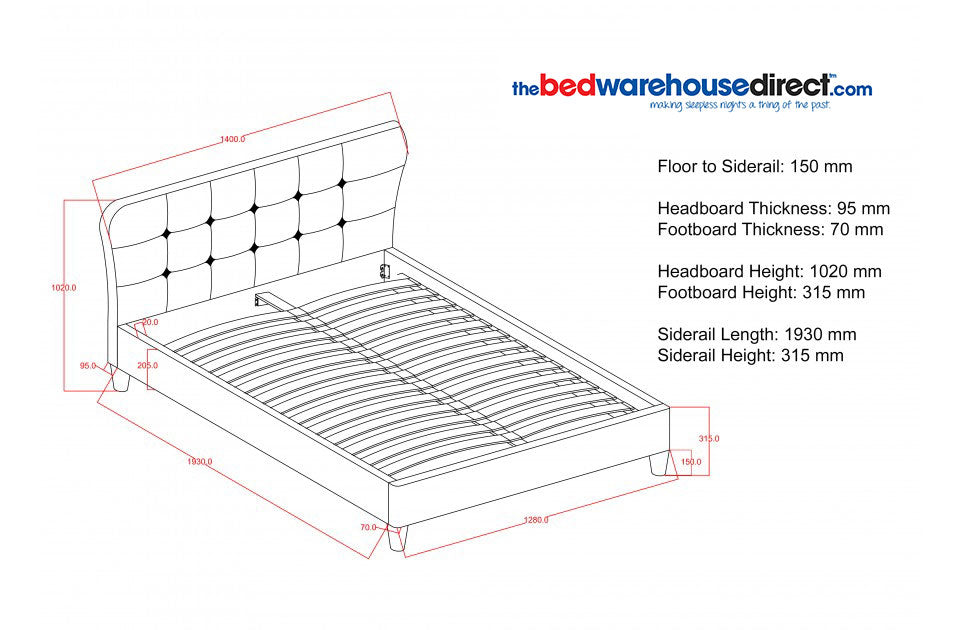 Stockland Grey Fabric Three Quarter Contemporary Bed Frame