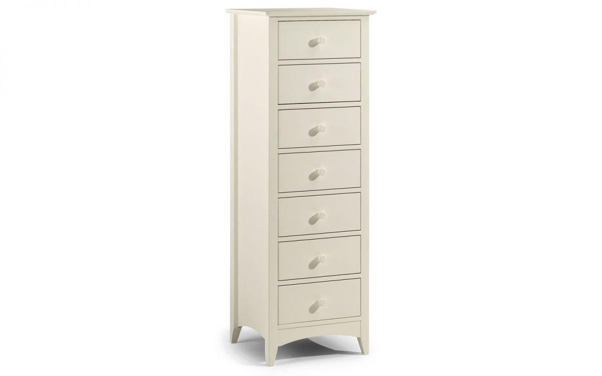 Cambell Stone White 7 Drawer Narrow Chest