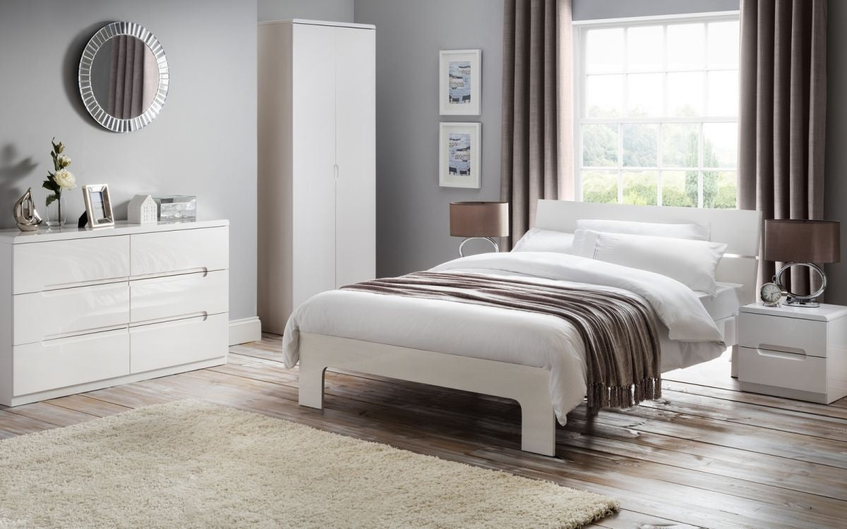 Manchester White High Gloss 2 Drawer Bedside
