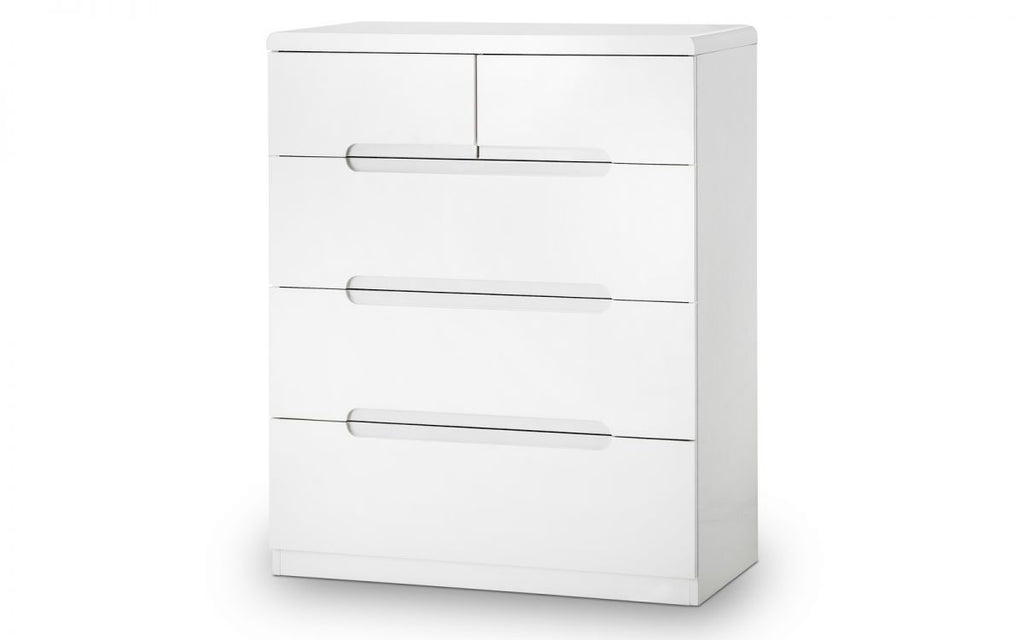 Manchester White High Gloss 3+2 Drawer Chest