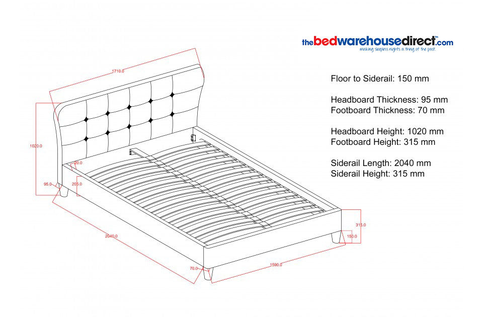 Stockland Grey Fabric King Size Contemporary Bed Frame