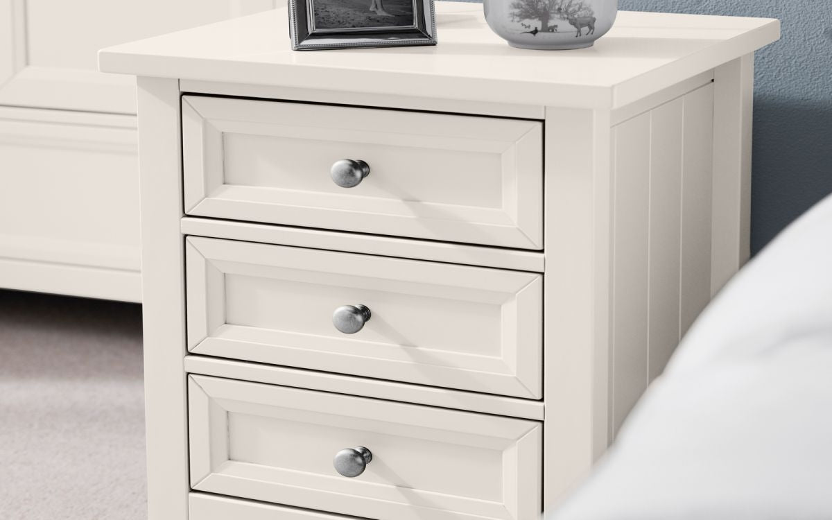 Malvern Surf White 3 Drawer Bedside