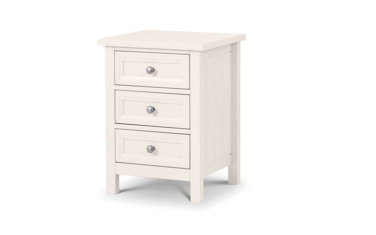 Malvern Surf White 3 Drawer Bedside