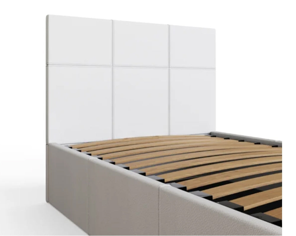 Side Lift Ottoman Storage Single Bed Frame In White Faux Leather
