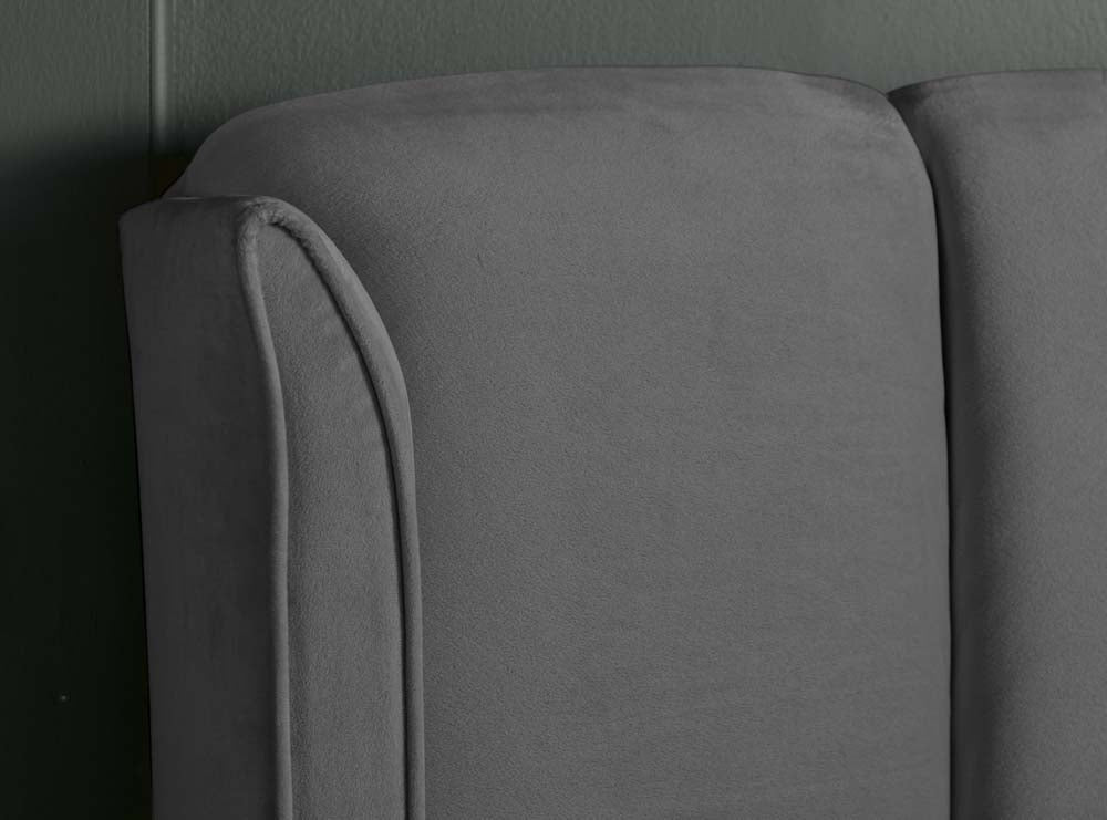 Aura Grey Velvet  King Size Ottoman Bed Frame