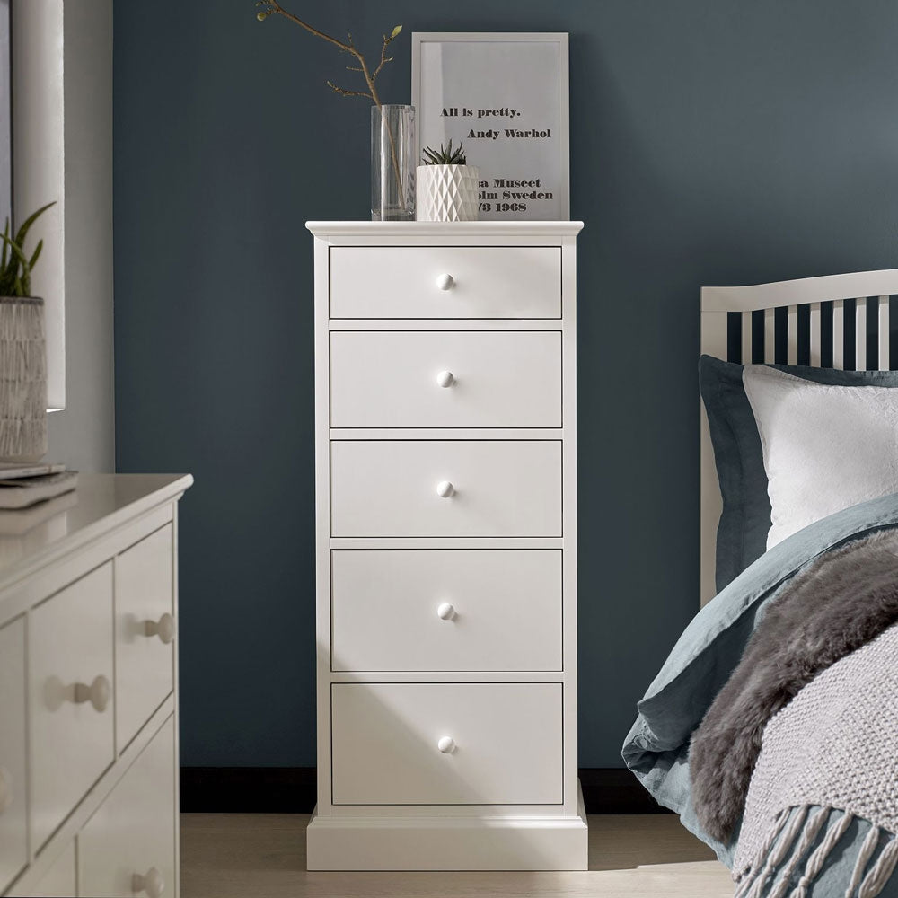 Bentley Designs Ashenby White 5 Drawer Tall Chest