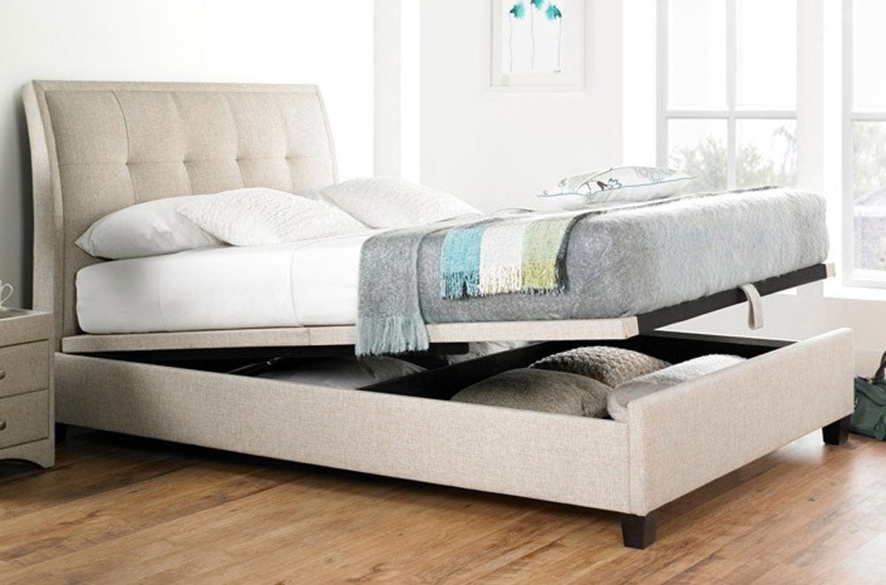 Acclaim Oatmeal Double Ottoman Storage Bed Frame