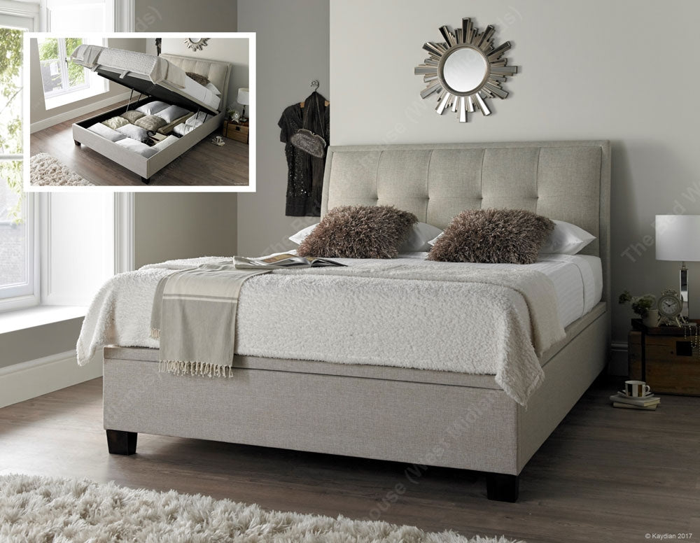 Acclaim Oatmeal Double Ottoman Storage Bed Frame
