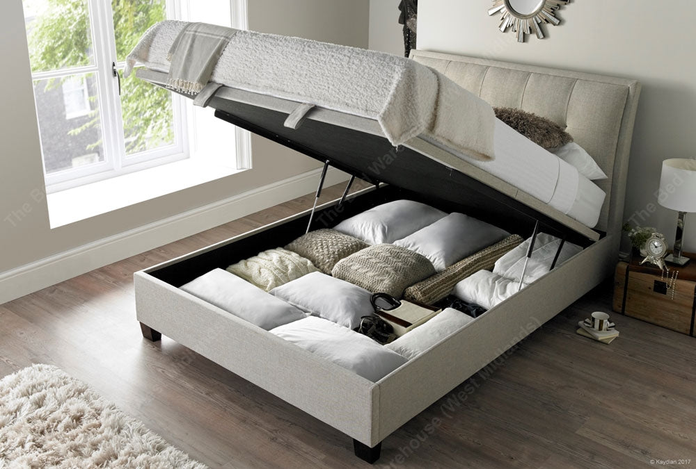 Acclaim Oatmeal Double Ottoman Storage Bed Frame