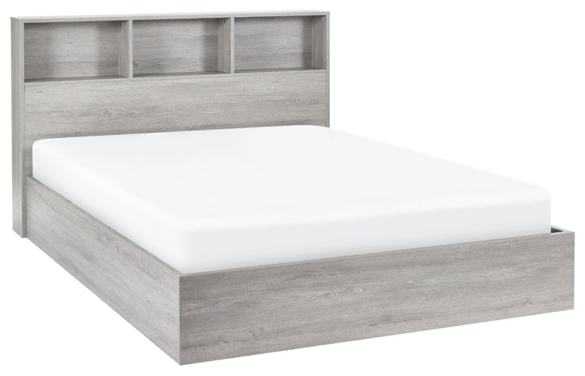 Albi Grey Oak Double Ottoman Bed angled view