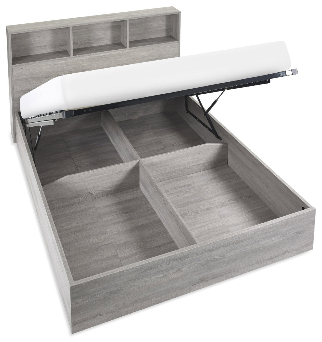 Albi Grey Oak Double Ottoman Bed lifted base