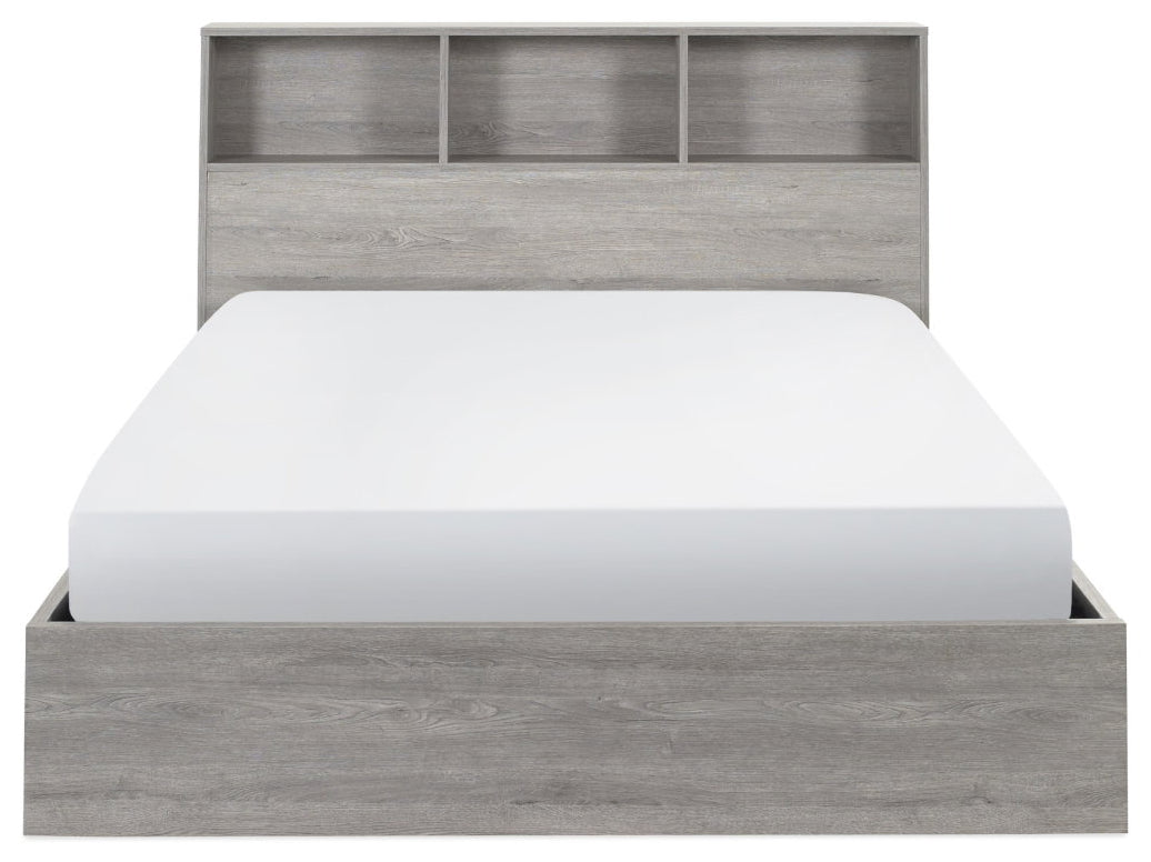 Albi Grey Oak Double Ottoman Bed side view