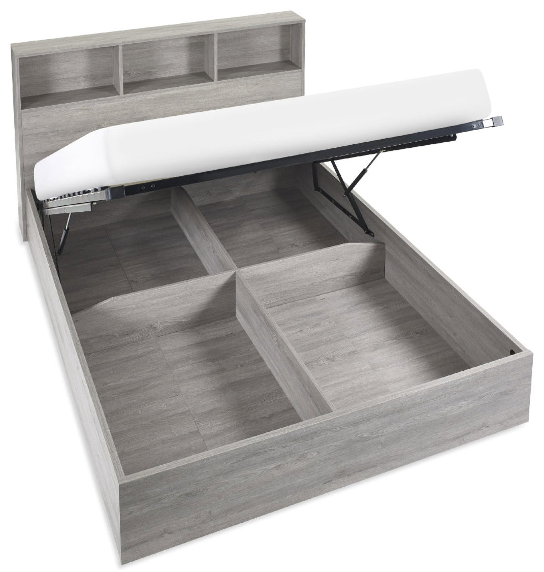 Albi Grey Oak King Size Ottoman Bed lifted base