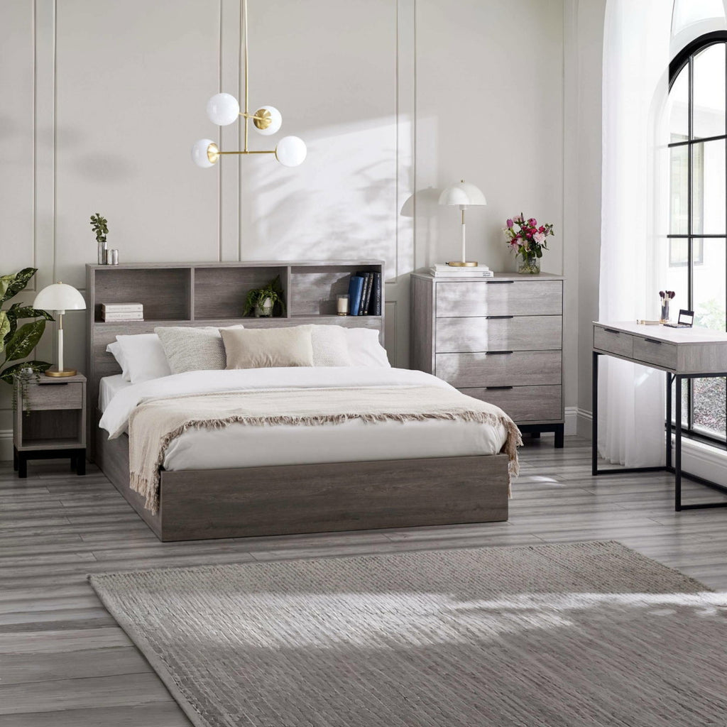Albi Grey Oak Single Ottoman Bed room setting