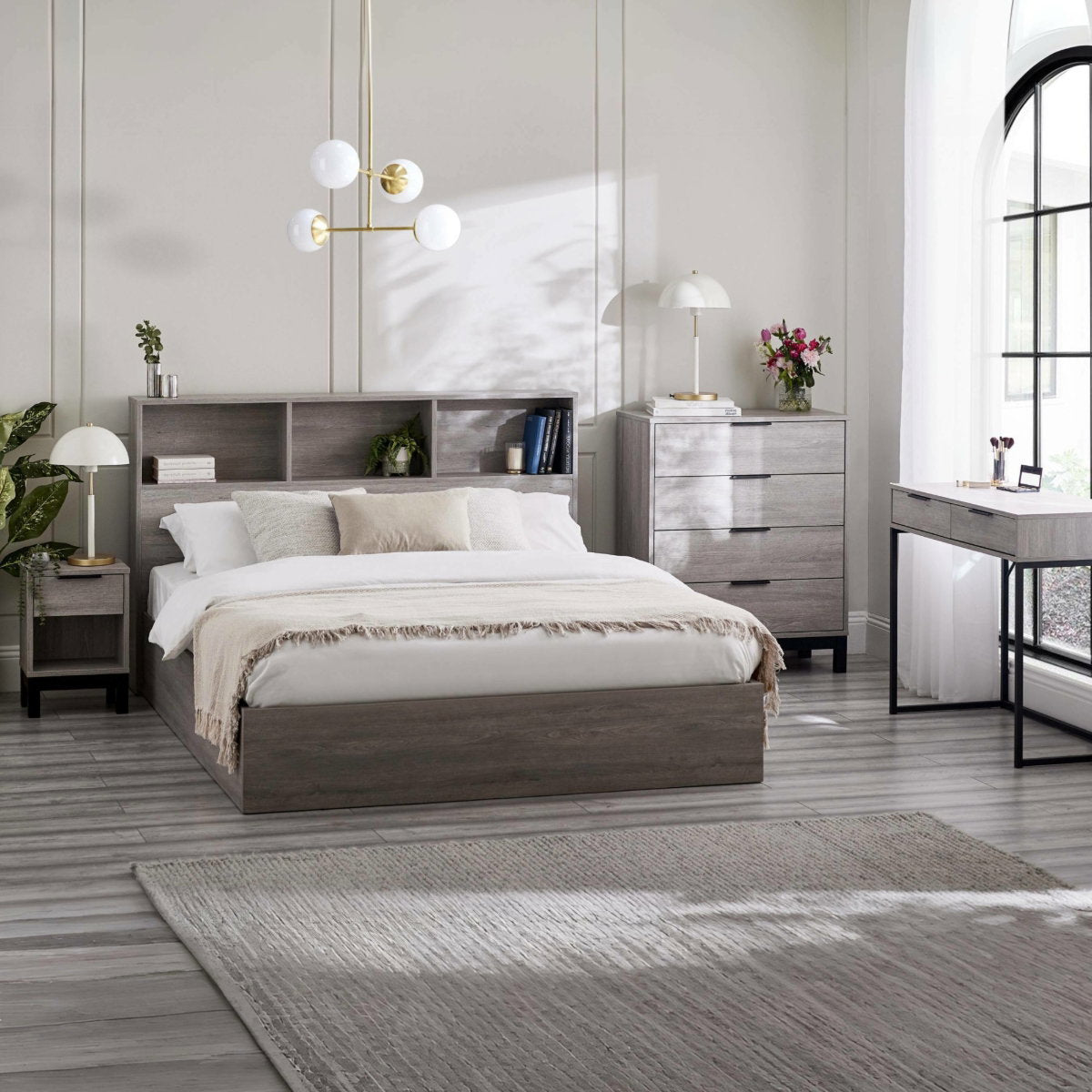 Albi Grey Oak Single Ottoman Bed room setting