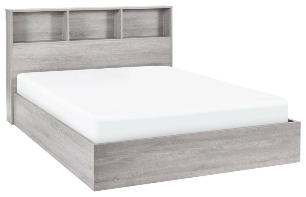 Albi Grey Oak Single Ottoman Bed angled view
