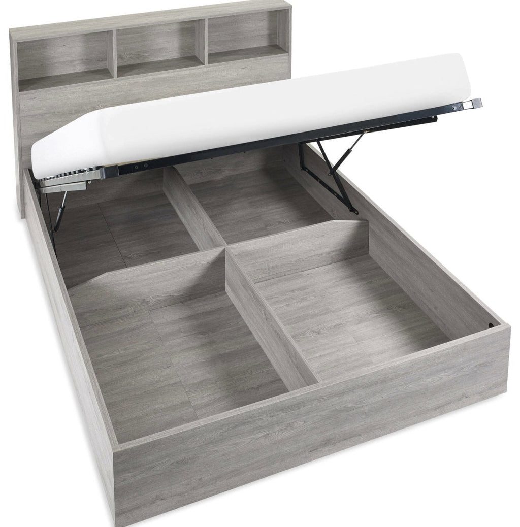Albi Grey Oak Single Ottoman Bed lifted base