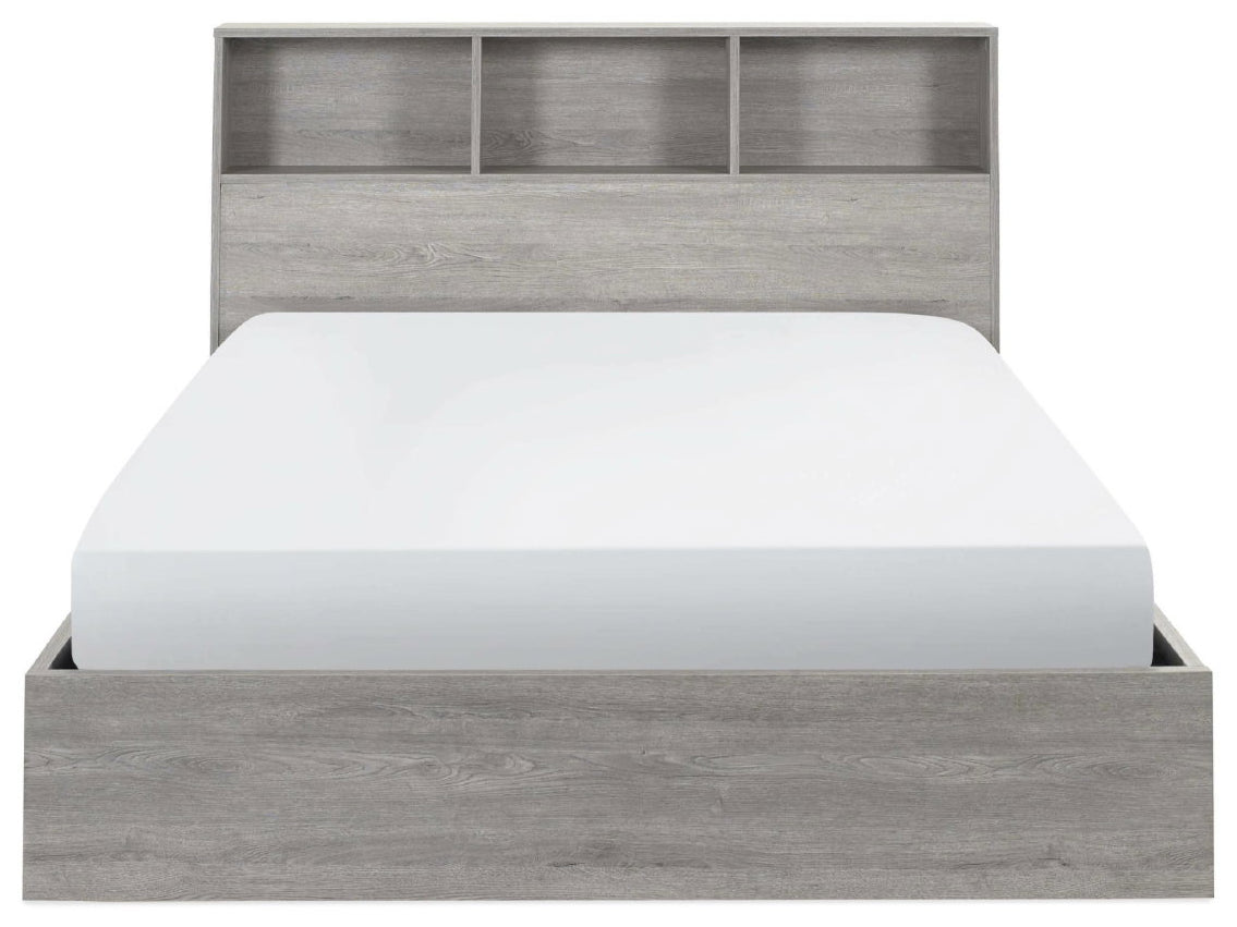 Albi Grey Oak Single Ottoman Bed side view