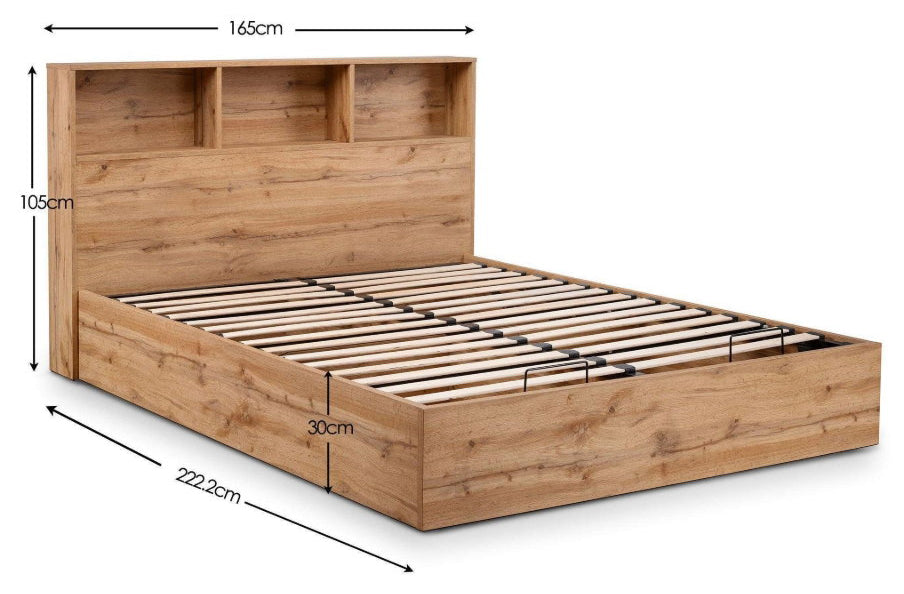 Albi Natural Oak King Size Ottoman Bed dimensions