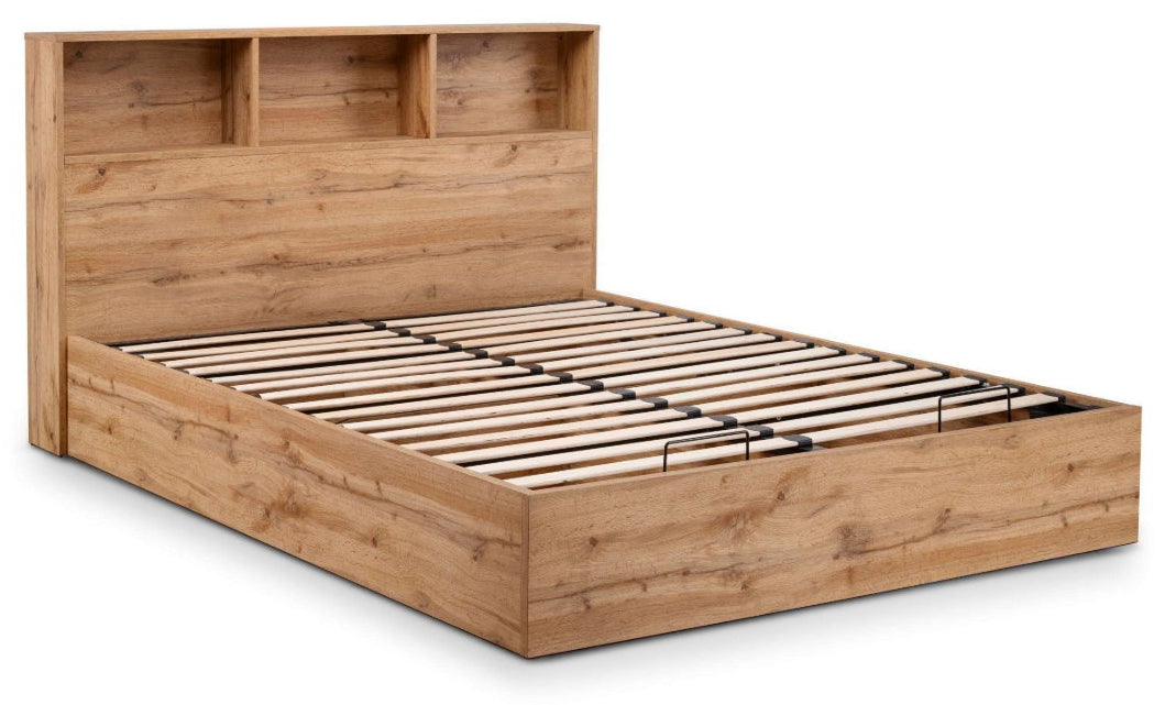 Albi Natural Oak King Size Ottoman Bed side view