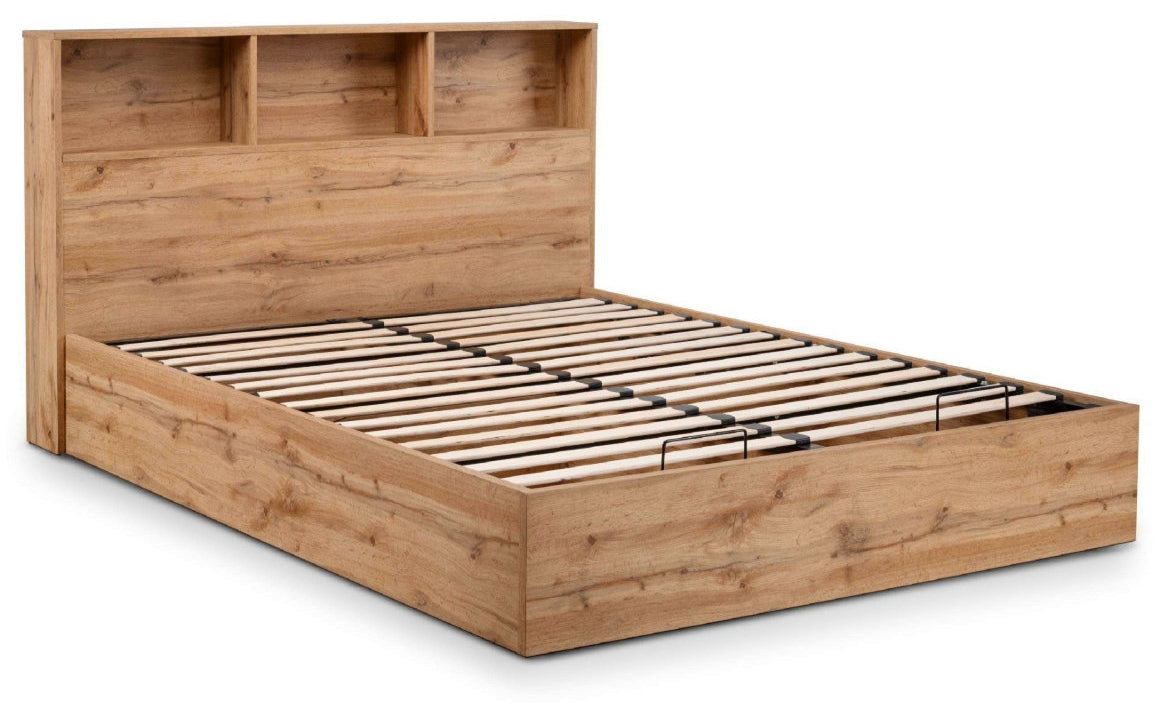 Albi Natural Oak Single Ottoman Bed side view