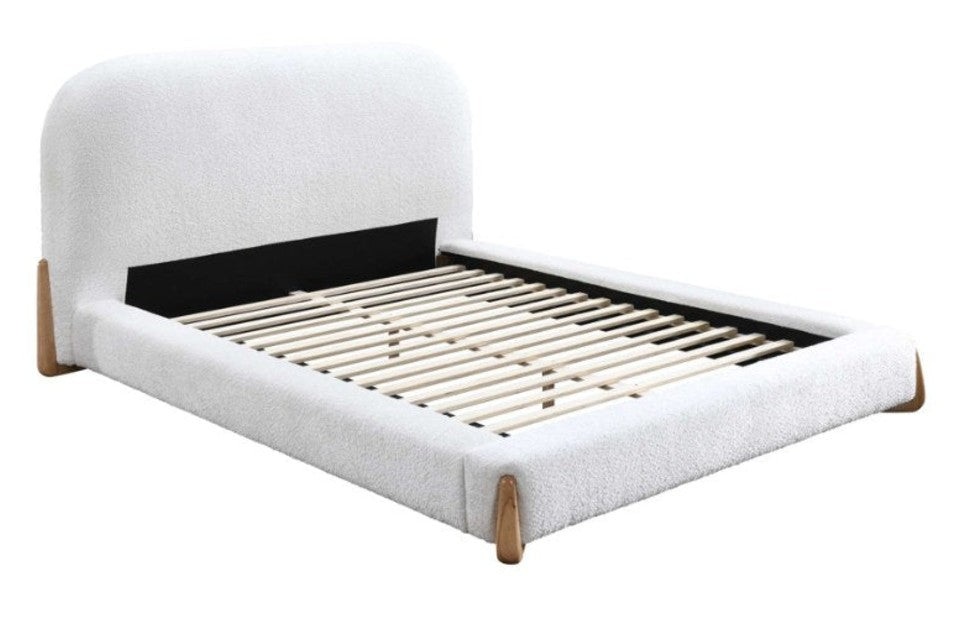 Alfred White Boucle Bed Frame without mattress