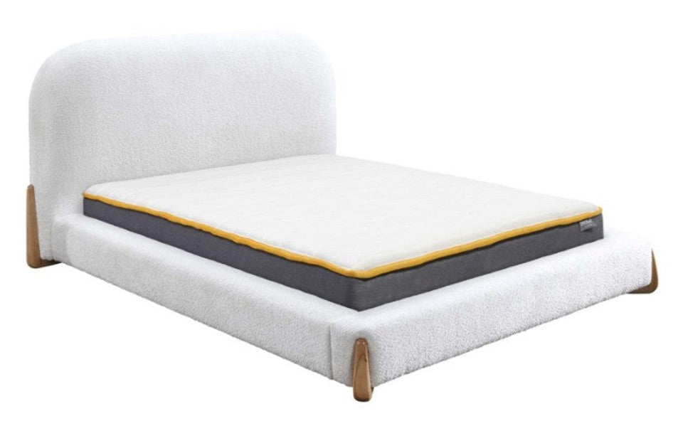 Alfred White Boucle King Size Bed Frame