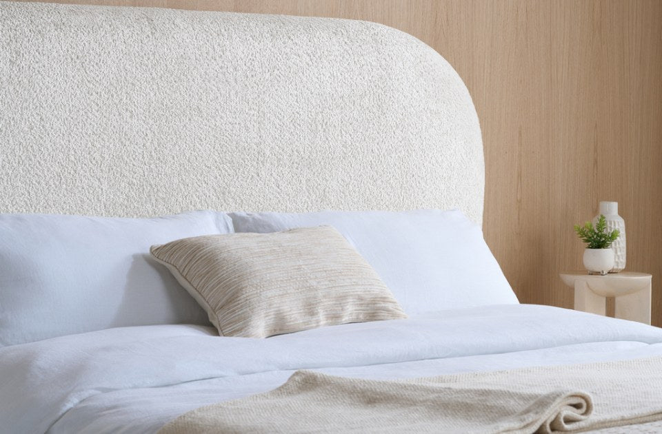 Alfred White Boucle Bed Frame