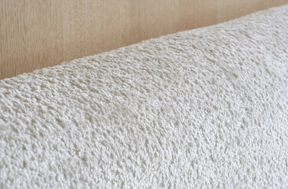 Alfred white boucle fabric close up