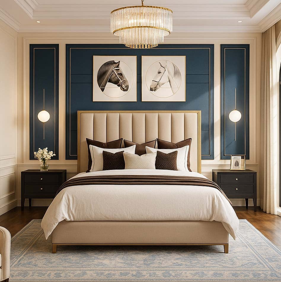 Rule The Room Alyssia Gold Trim Double Bed Frame