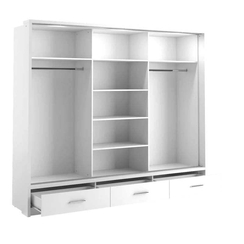 Cardiff White Sliding Door Wardrobe 250cm With Lights