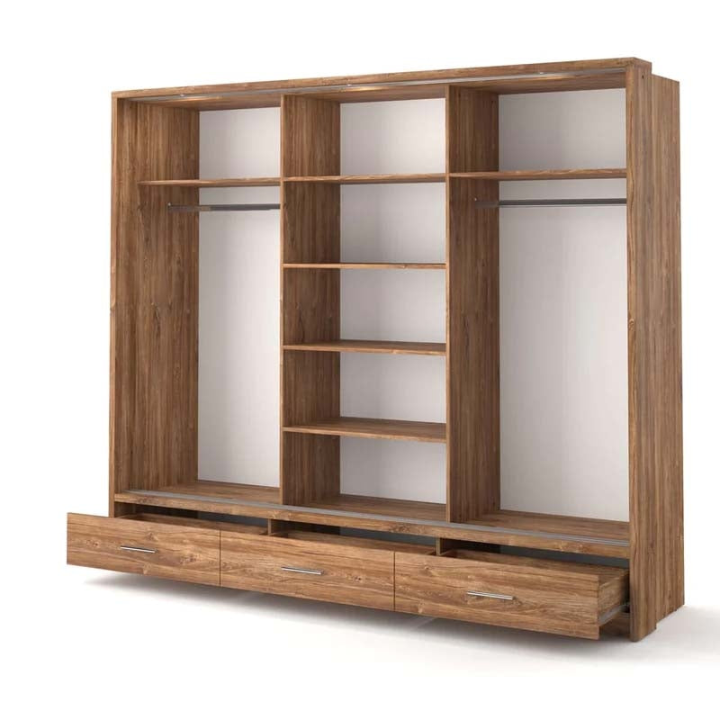 Cardiff Oak Sliding Door Wardrobe 250cm With Lights