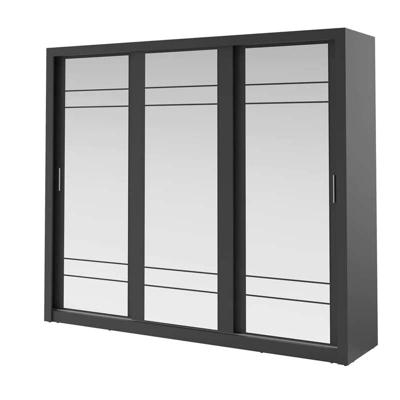 Manchester Matt Black Sliding Door Wardrobe 250cm