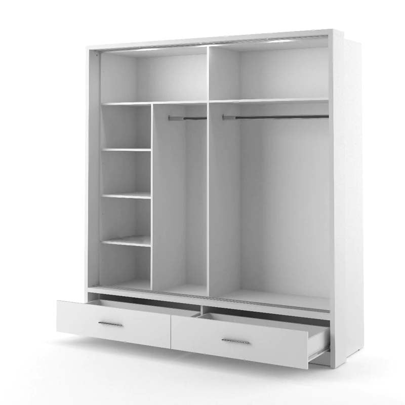 Newcastle White Sliding Door Wardrobe 200cm With Lights