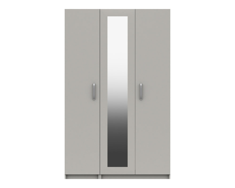 Arden Cashmere Grey High Gloss 3 Door Robe With Mirror