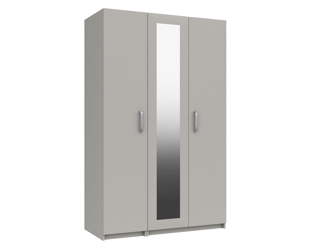 Arden Cashmere Grey High Gloss 3 Door Robe With Mirror