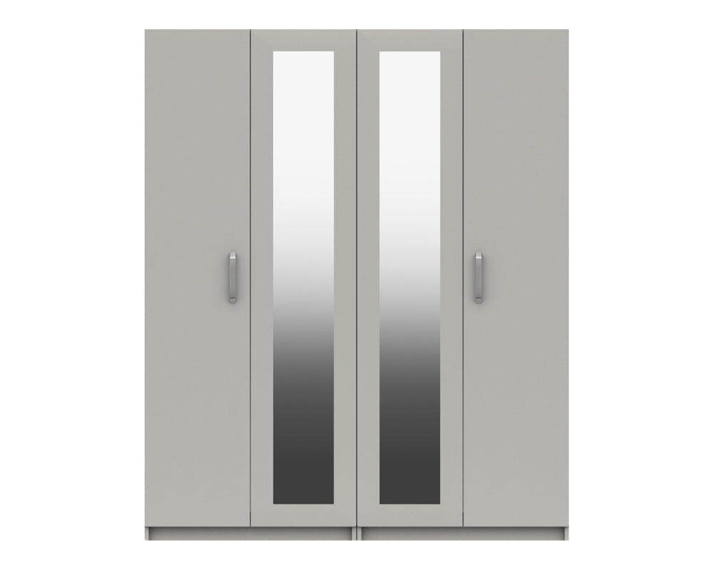 Arden Cashmere Grey High Gloss 4 Door Robe With Mirrors