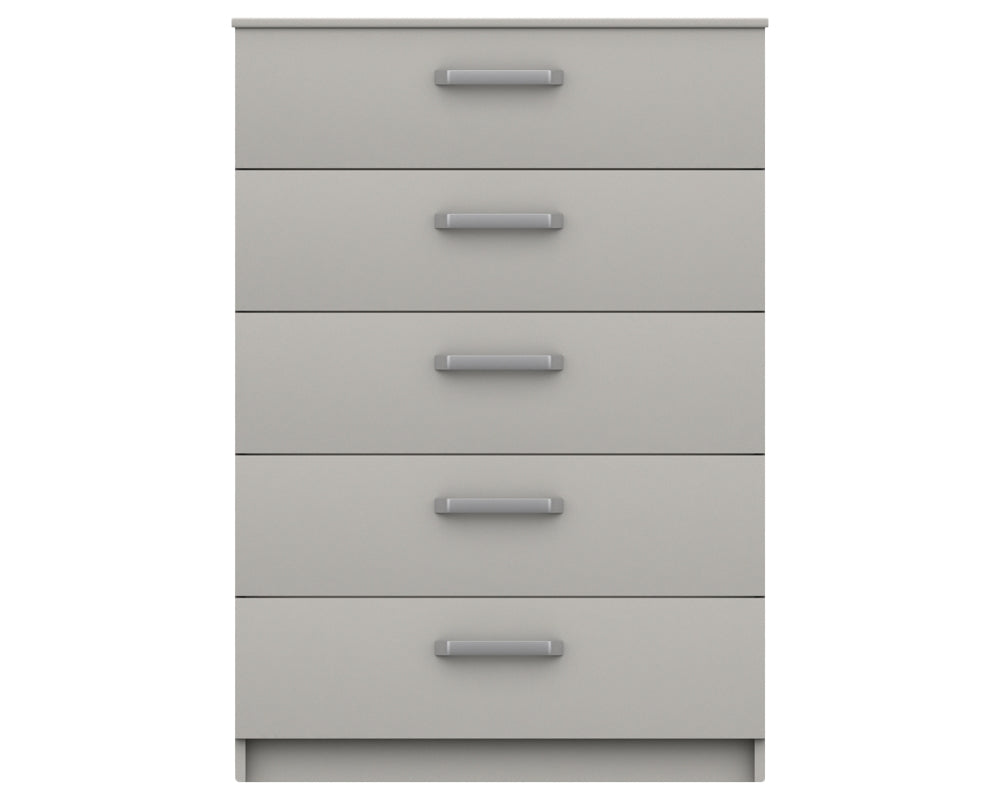 Arden Cashmere Grey High Gloss 5 Drawer Chest