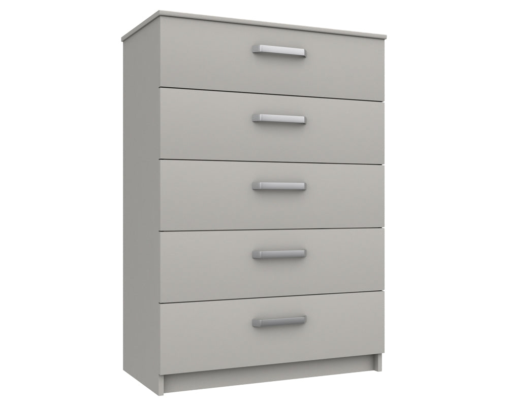 Arden Cashmere Grey High Gloss 5 Drawer Chest