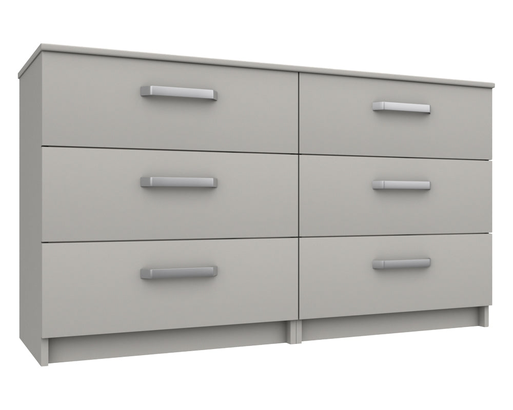 Arden Cashmere Grey High Gloss 3 Drawer Double Chest
